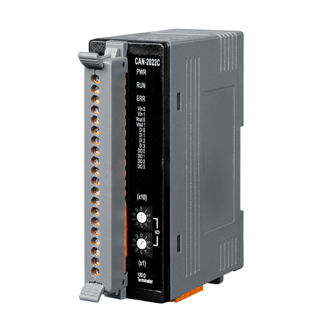 泓格CAN-2022C  CANopen从模块，带2通道AI、2通道AO、4DI 4DO