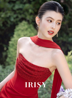 IRISY 高级感新娘结婚敬酒服抹胸订婚礼服2026新款气质晨袍连衣裙