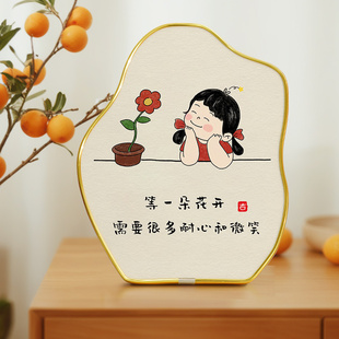 书法摆台客厅床头柜装 饰治愈小摆件高级感办公室工位布置桌面相框