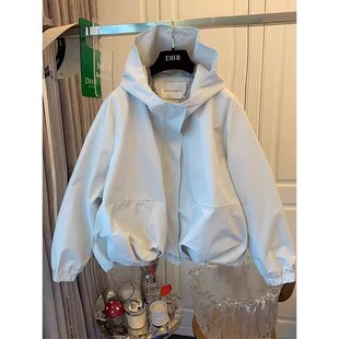 2025春秋季 独特超好看休闲女士风衣花苞短外套户外冲锋衣夹克 新款