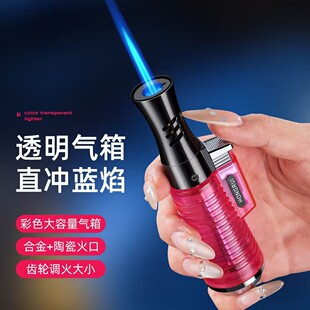 新款弯头直头直冲可充气打火机透明大容量气体小焊枪檀香烟斗焊接