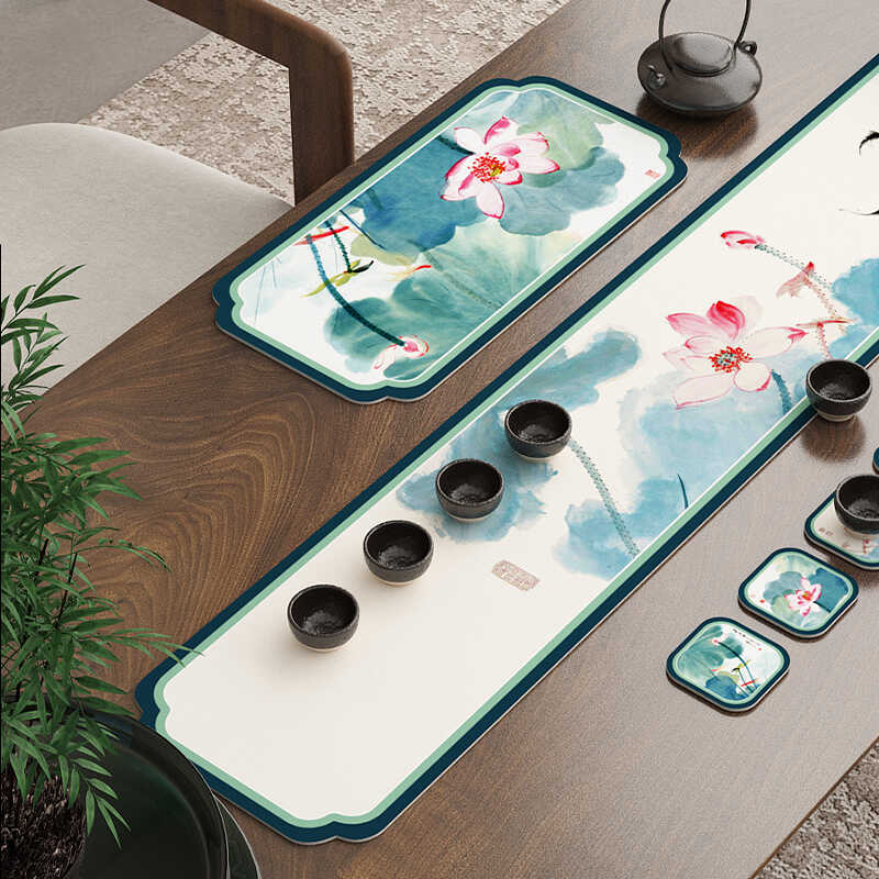 速干中式免洗吸水防滑杯垫张大千