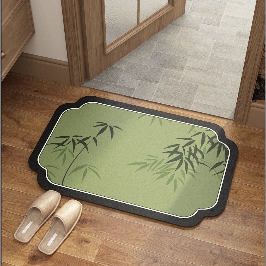 地垫竹韵竹子新中式中国风绿色门垫吸水皮革防滑免洗卫生间浴室垫,居家布艺,桌布,淘宝优惠券,粉丝福利购,淘宝优惠卷