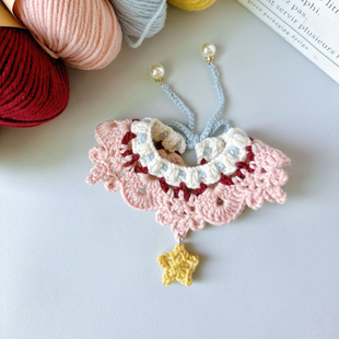 猫咪围兜口水巾手工毛线钩织宠物围脖编织狗狗项圈小猫装饰品成品