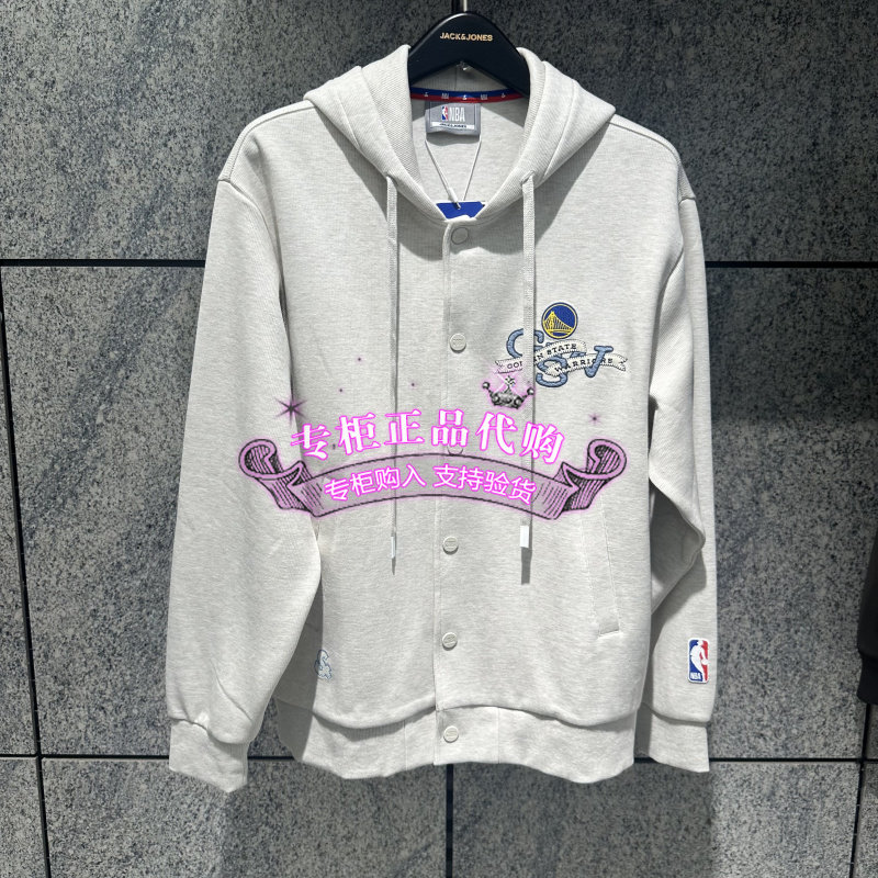 NBA联名勇士队杰克琼斯秋开衫卫衣宽松连帽舒适潮外套 226333008