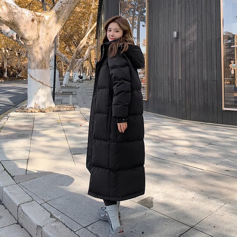 艺考明星同款过膝长款羽绒服男女冬季2024新加厚宽松情侣中戏韩系