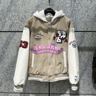 杰克琼斯NBA联名76人队冬季男装新款棉衣棉服刺绣 226409005 C38