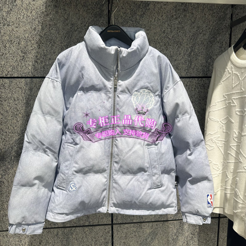 杰克琼斯冬NBA联名灰熊队时尚PU保暖防风百搭棉服 226109012 C42