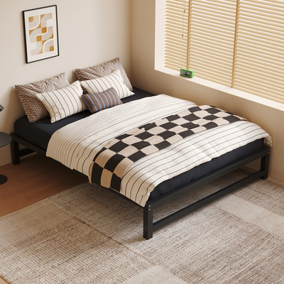 铁艺床家用碳素钢架无床头简约悬浮床小户型卧室铁艺中古风双人床