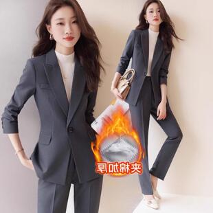 灰色职业西装套装女秋冬款高端气质店长工装酒店经理珠宝店工作服