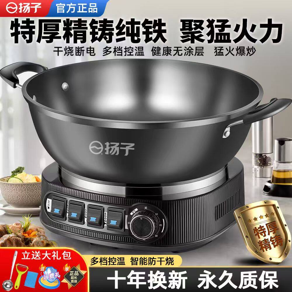 2026新款扬子电炒锅铸铁电锅多功能家用炒菜锅一体电煮锅电热火锅