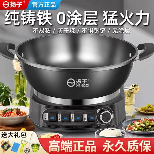 扬子电炒锅2026新款电锅多功能家用炒菜锅一体电煮锅铸铁电热火锅