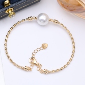 DIY配件 12mm圆 珍珠手链手饰手圈配9 S925纯银时尚 麻花手镯空托