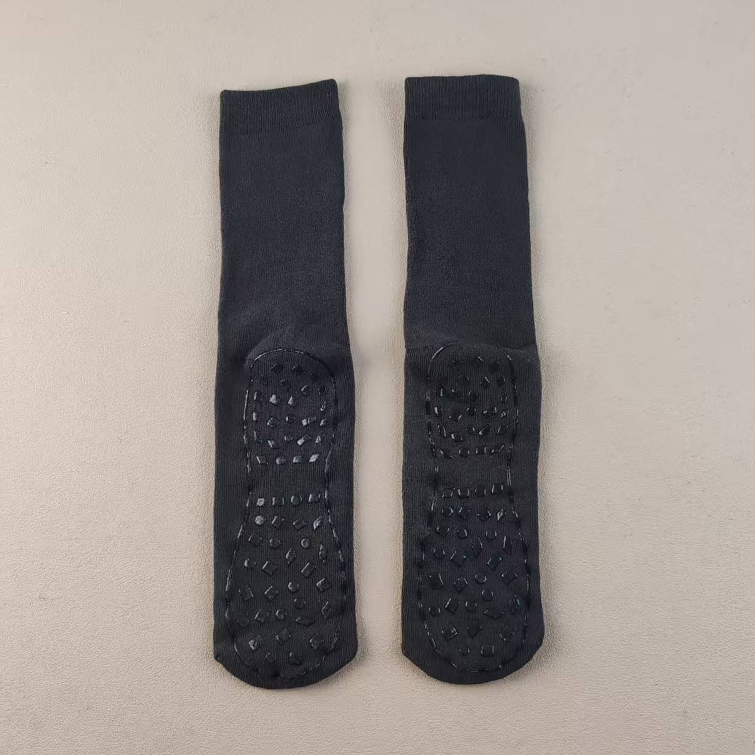 外贸库存男士中长筒全毛圈加厚保暖深灰色男袜子点胶防滑冬季纯色