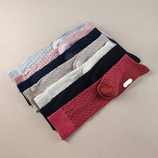 库存尾货小腿袜纯棉薄款 浮雕暗花春夏高筒女袜子百搭女士显瘦堆堆