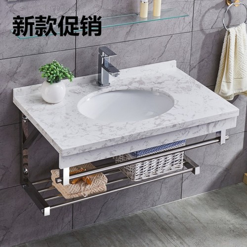大理石挂墙式陶瓷浴室组合洗手池