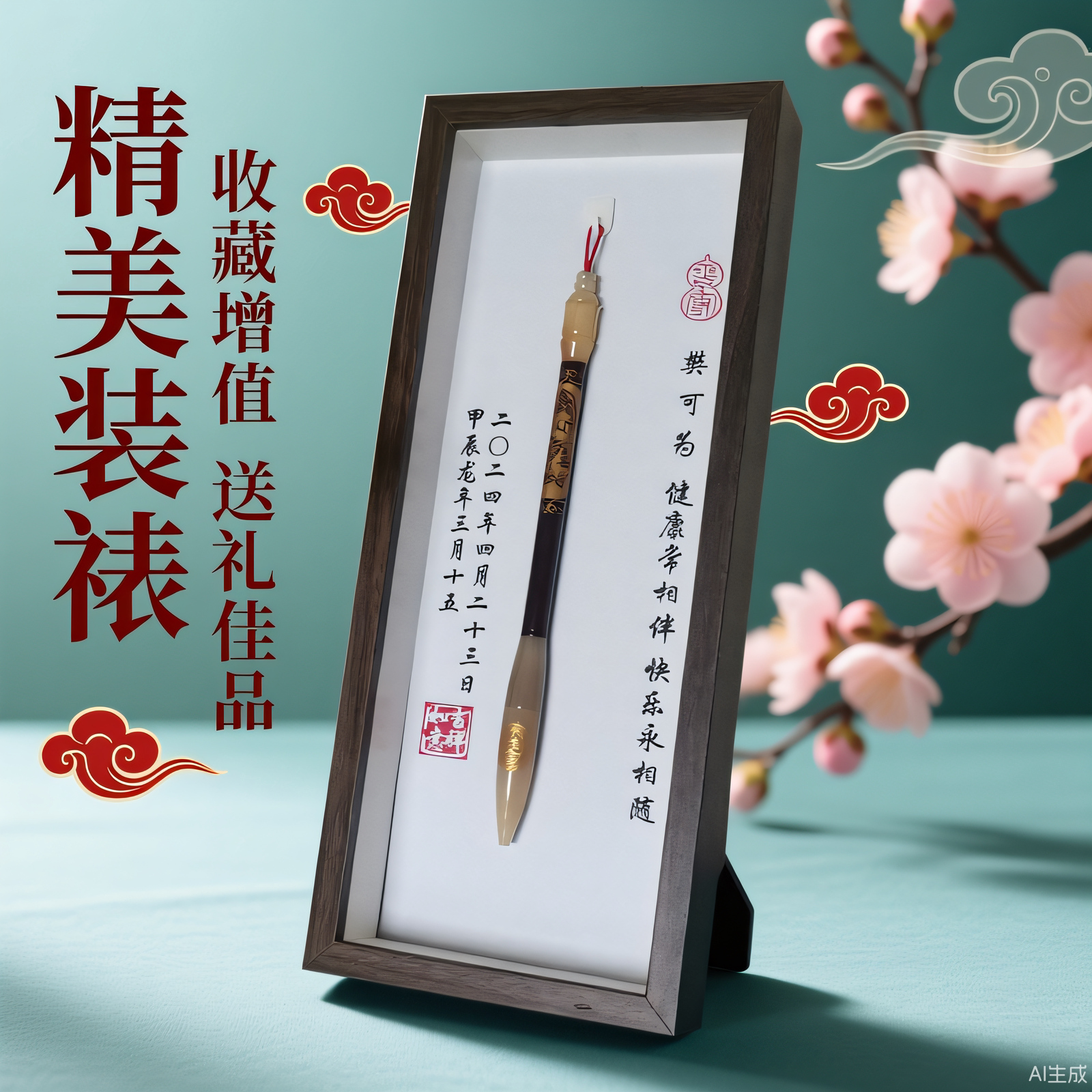 胎毛笔相框婴儿胎发笔宝宝胎毛纪念品制作diy定做满月婴儿脐带章