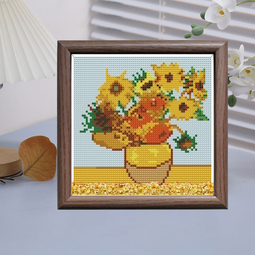 十字绣梵高名画向日葵手工简单线绣材料包制作植物花卉满绣小件