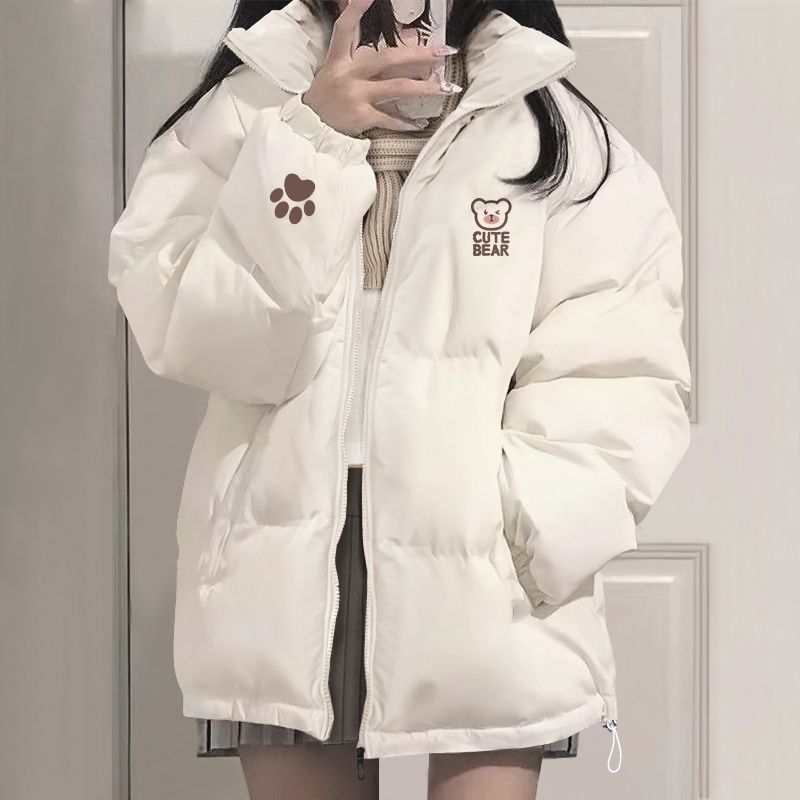 米色棉服女2025年新款爆款秋冬季小个子加绒加厚棉袄外套X