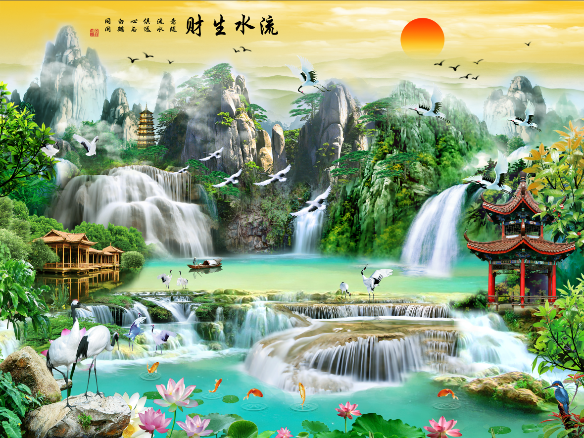 传统 企业家庭 外墙壁画 影壁墙 大型照壁陶瓷壁画 风水影壁 照墙