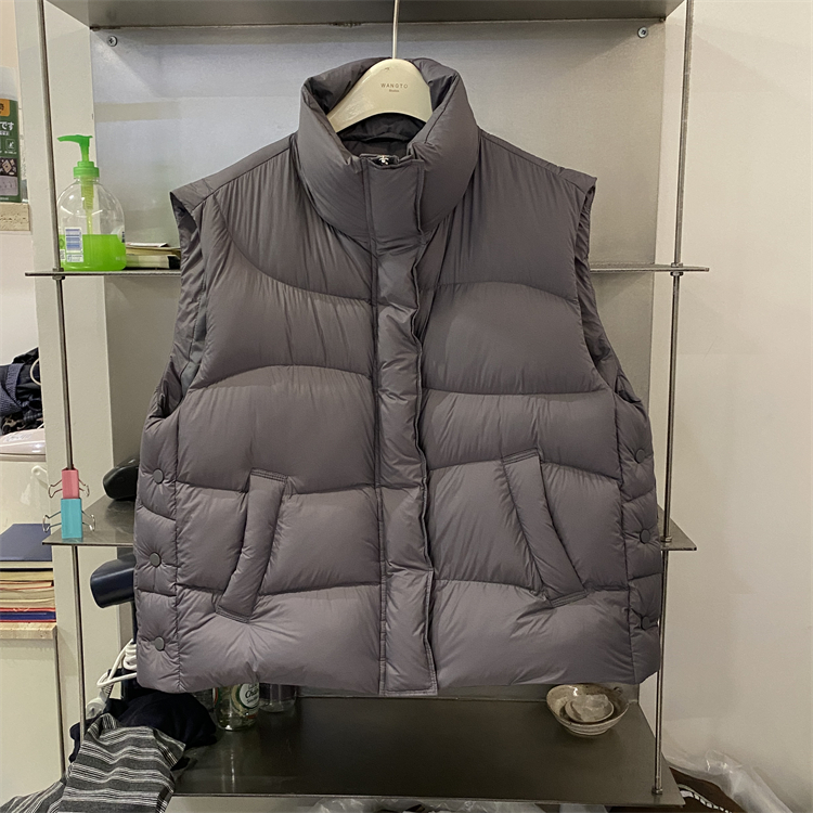 韩国may mkon正品25秋冬新侧边暗扣韩版休闲立领羽绒马甲90绒坎肩