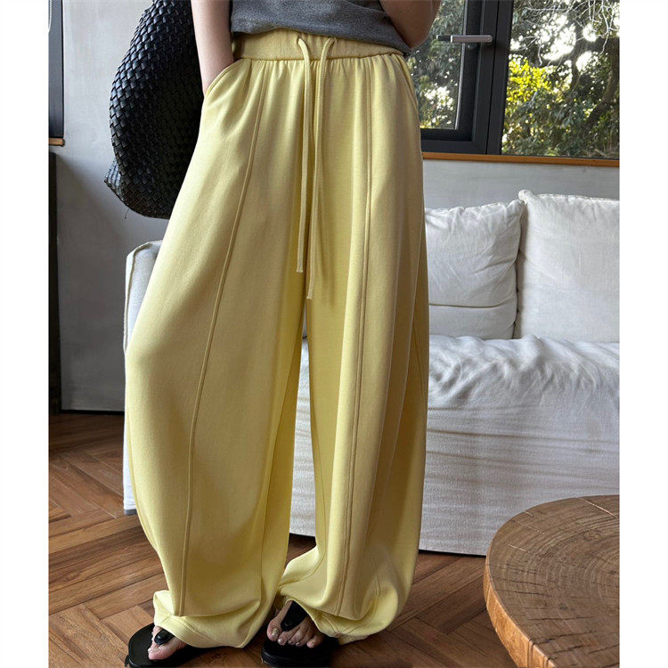 韩国3R3正品26春新松紧腰围韩版休闲宽松弯刀裤裤脚抽绳彩色卫裤