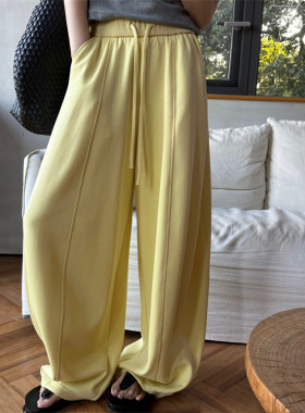 韩国3R3正品26春新松紧腰围韩版休闲宽松弯刀裤裤脚抽绳彩色卫裤