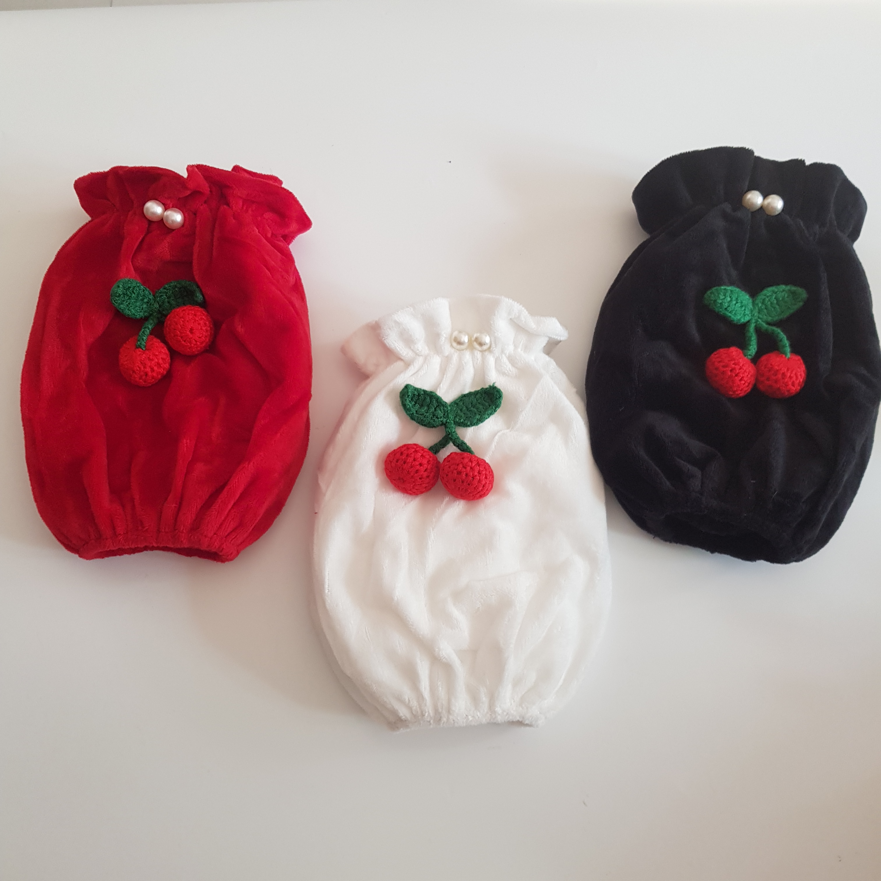 女童红色黑白色可爱樱桃袖套