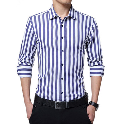 Slim Fit Striped Business Casual Shirt修身条纹商务休闲衬衫男