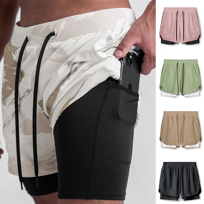 Breathable Double Layer Sports Shorts透气双层户外运动短裤男