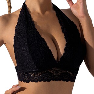 lace hanging suspenderv领纯色挂脖蕾丝花边吊带女 neck