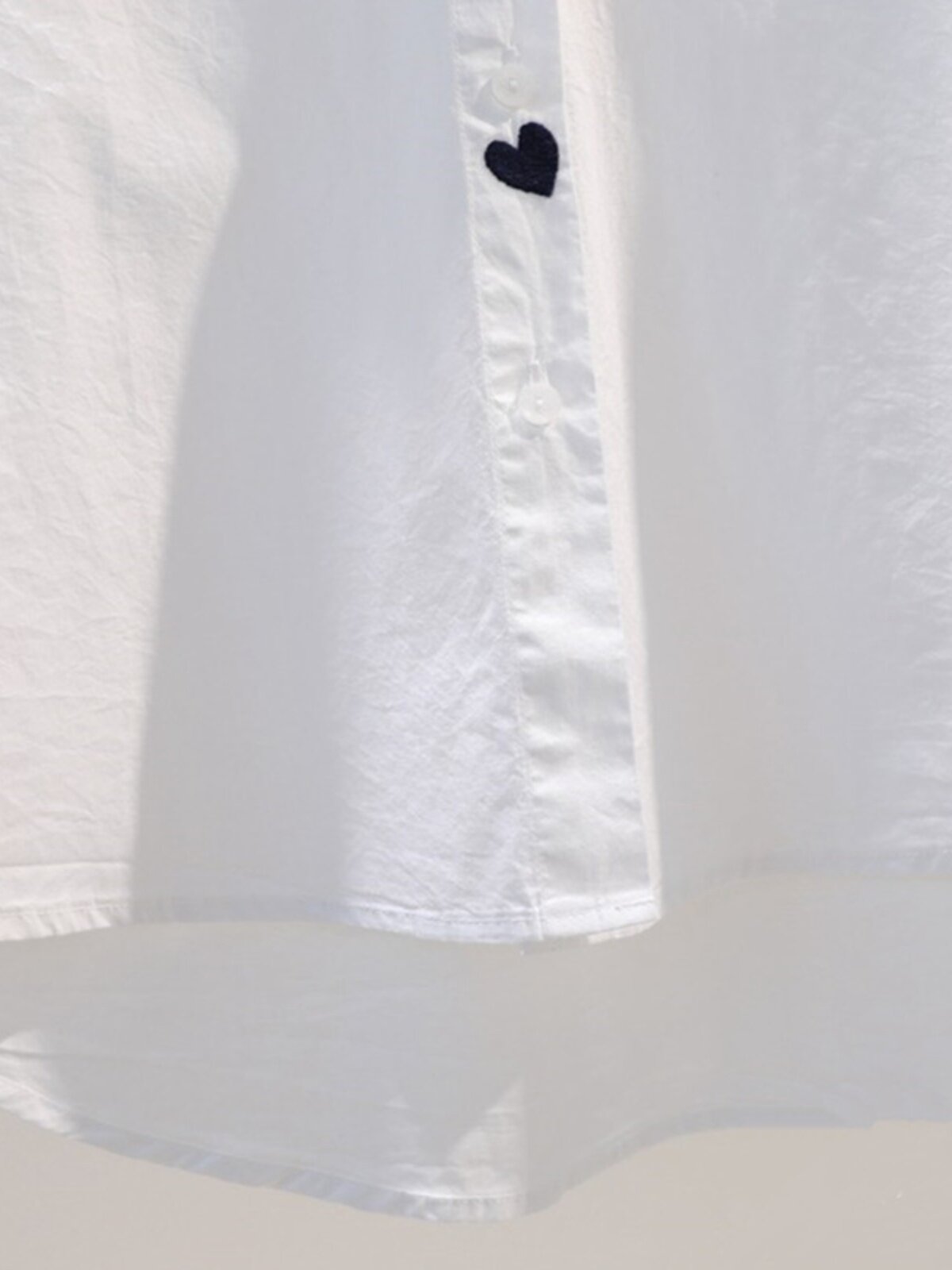 CLEARANCE LEAKAGE COUNTER WITHDRAWAL FOREIGN TRADE SUMMER LAPEL LOVE EMBROIDERY WHITE COTTON SHORT-SLEEVED SHIRT TOP WOMEN