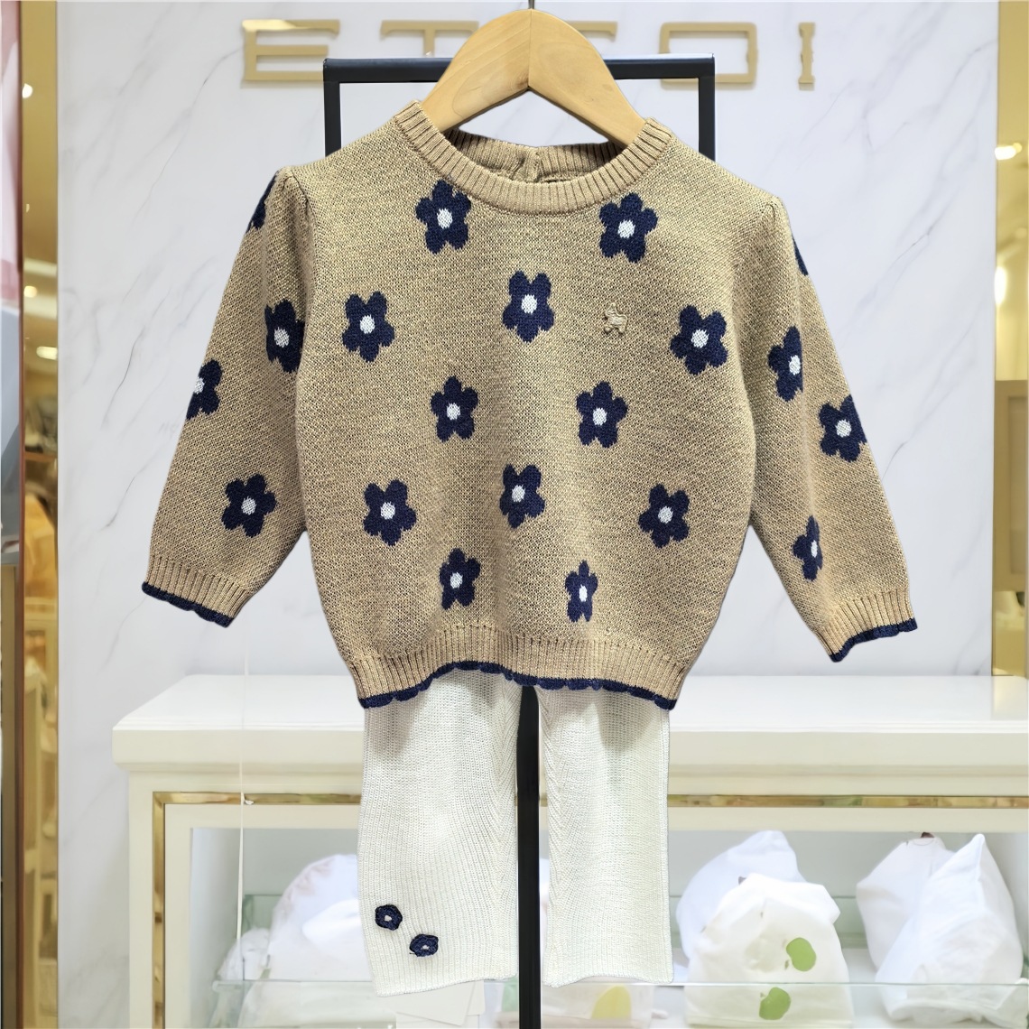 YD韩国童装春秋冬款女宝宝羊毛针织衫毛衣裤子套装两件套