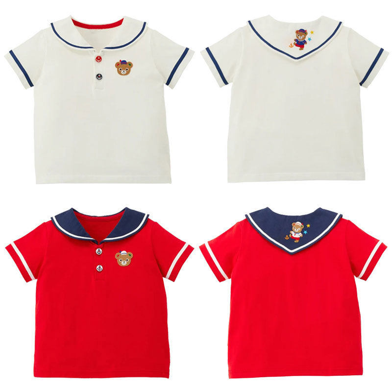 Miki童装夏季内搭男童卡通可爱海军领小熊字母刺绣短袖T恤衬衣,童装/婴儿装/亲子装,衬衫,淘宝优惠券,粉丝福利购,淘宝优惠卷