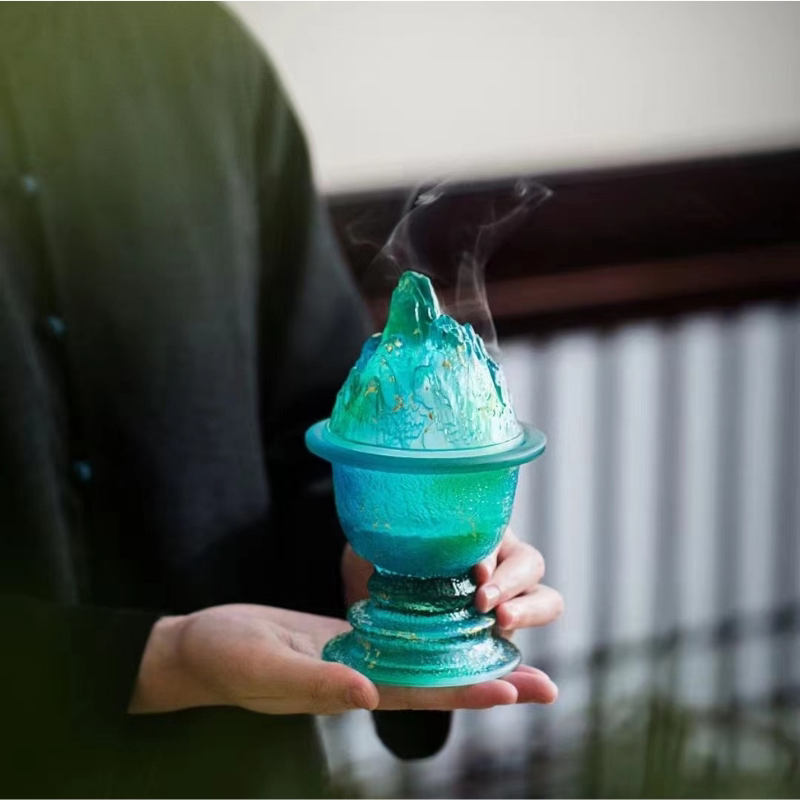 小白茶具//心缘堂琉璃香炉观山香薰炉家用盘香炉篆香器茶桌摆件