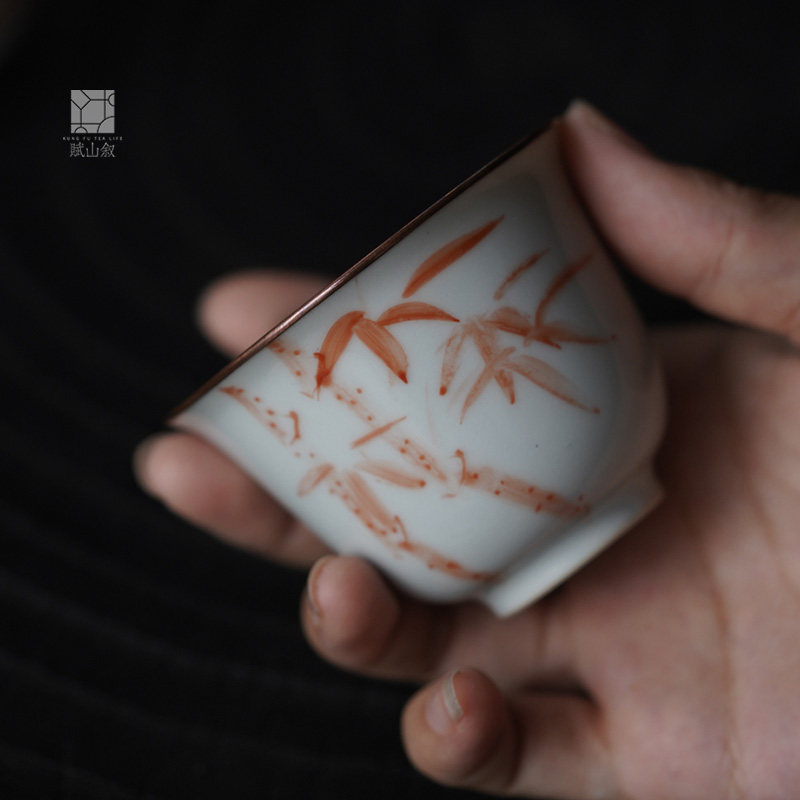 小白茶具茶杯主人杯包铜口