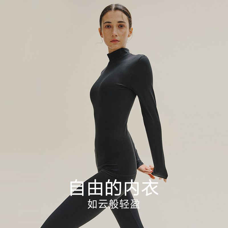 新款纯棉秋衣秋裤女中领套装薄款半高领棉毛衫保暖内衣女士秋冬季