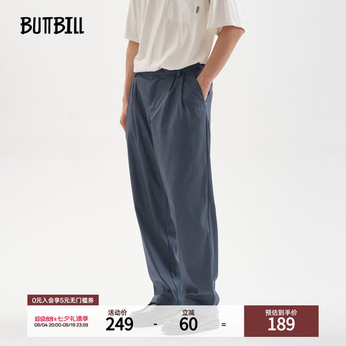 BUTTBILL日系复古可调节腰带长裤
