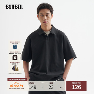 BUTTBILL 复古通勤solotex华夫格polo衫短袖T恤男情侣廓形上衣服