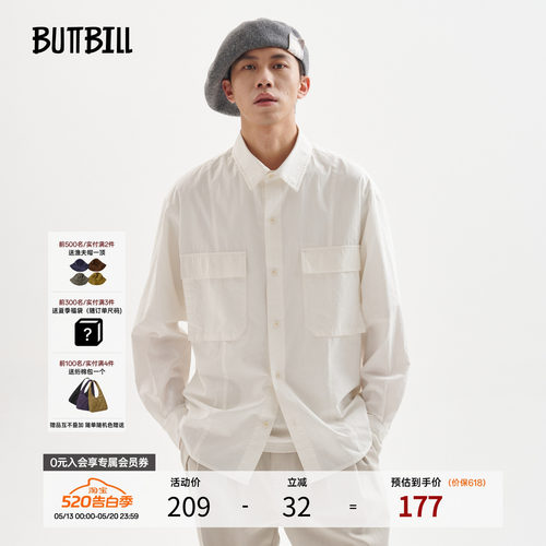 BUTTBILL日系撞色复古工装衬衫