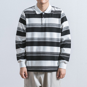 条纹POLO领卫衣