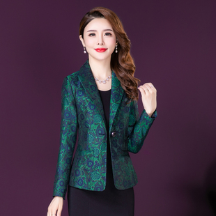 王小鸭2026春夏新品女小西装中年女洋气提花风衣妈妈装长袖外套女