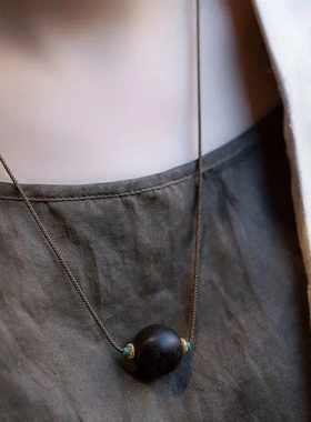 天然新中式文玩奇楠沉香20mm吊坠大颗粒单颗转运珠毛衣链项链女款