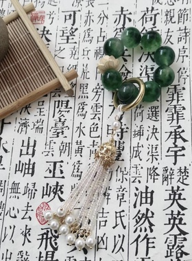飘花绿玉髓手捻手持手串女款佘太翠文玩古风小手捻指捻跑环新中式