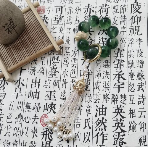 飘花绿玉髓手捻手持手串女款佘太翠文玩古风小手捻指捻跑环新中式