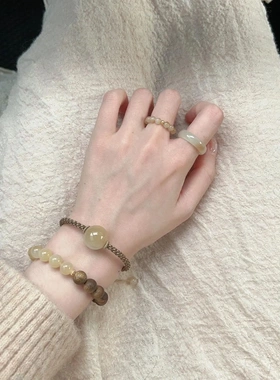 复古手工编织和田钰好运珠手链高级感时尚气质百搭设计感单珠项链