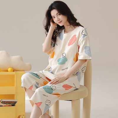 纯棉睡衣女款夏季2025新款布料100全棉甜萌夏天女士家居服可外穿