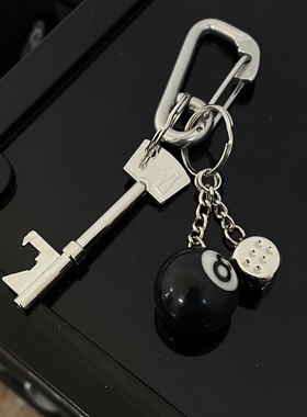 高颜值金属钥匙扣小众锁匙扣潮流立体黑白骰子成品腰间挂件配饰酷