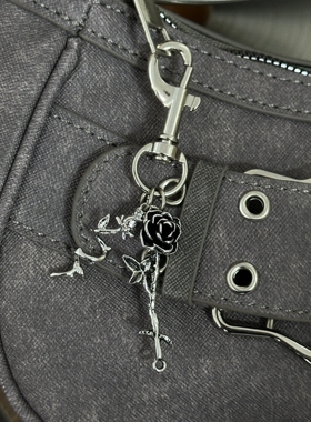 「无人区玫瑰」小众原创包包挂件钥匙扣质感配饰金属玫瑰拉链挂件