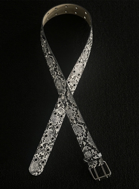 Domy 蛇纹皮带男女通用朋克风铆钉双排扣腰带百搭y2k配饰时尚金属